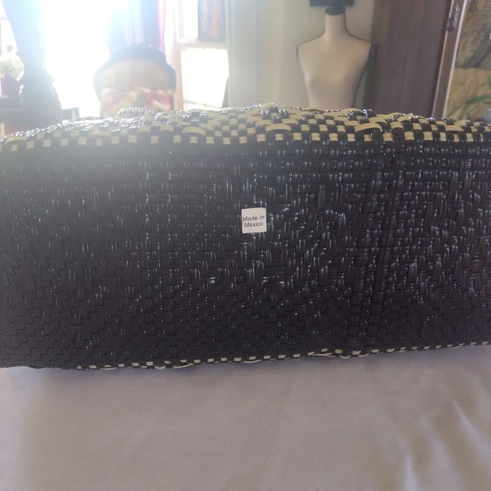 NWOT Women's Mackenzie-Childs Black & Beige Woven Tote Bag One Size - Picture 9 of 14